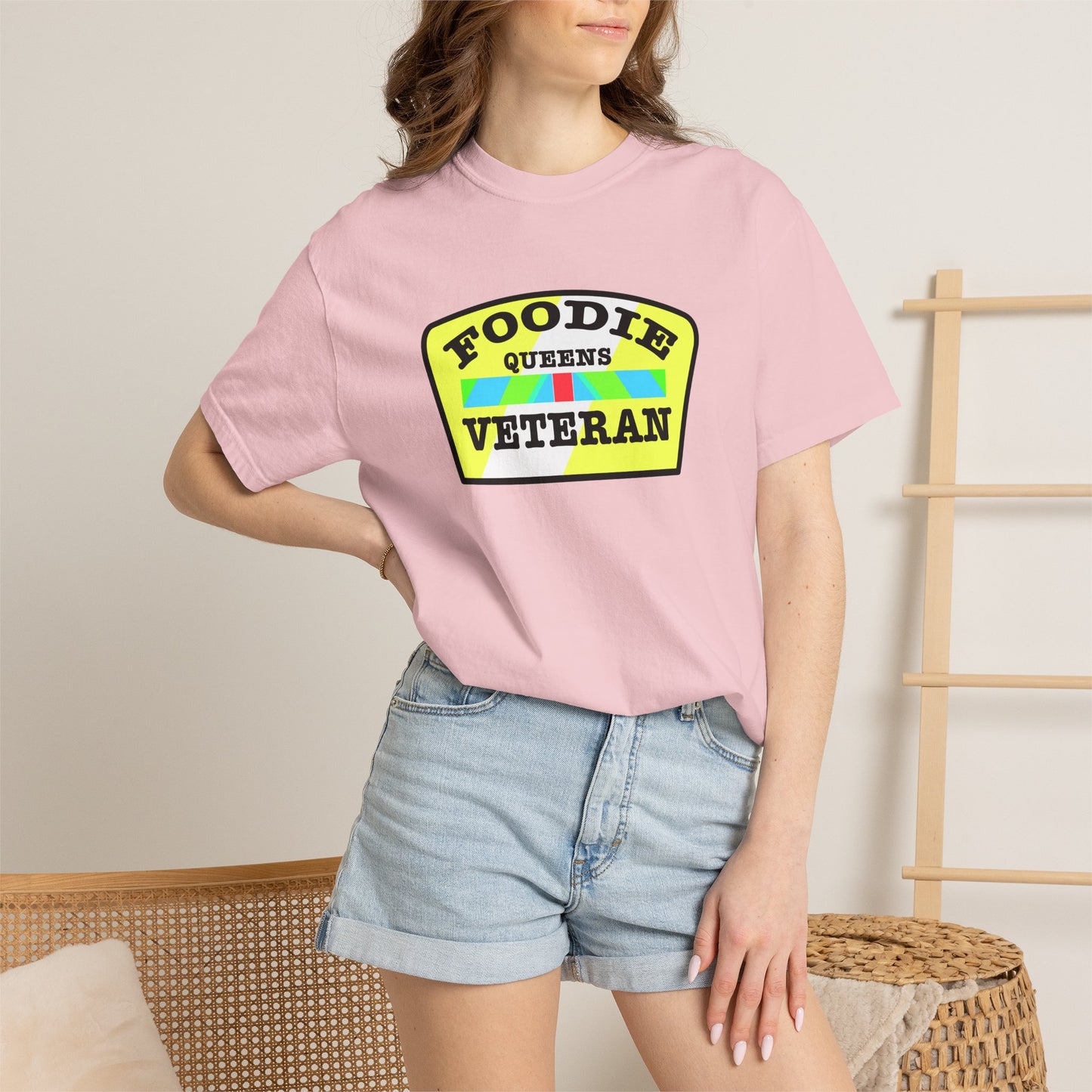 L.O.E.F Foodie Veteran QUEENS Unisex Tee Shirt (Yellow and Black)