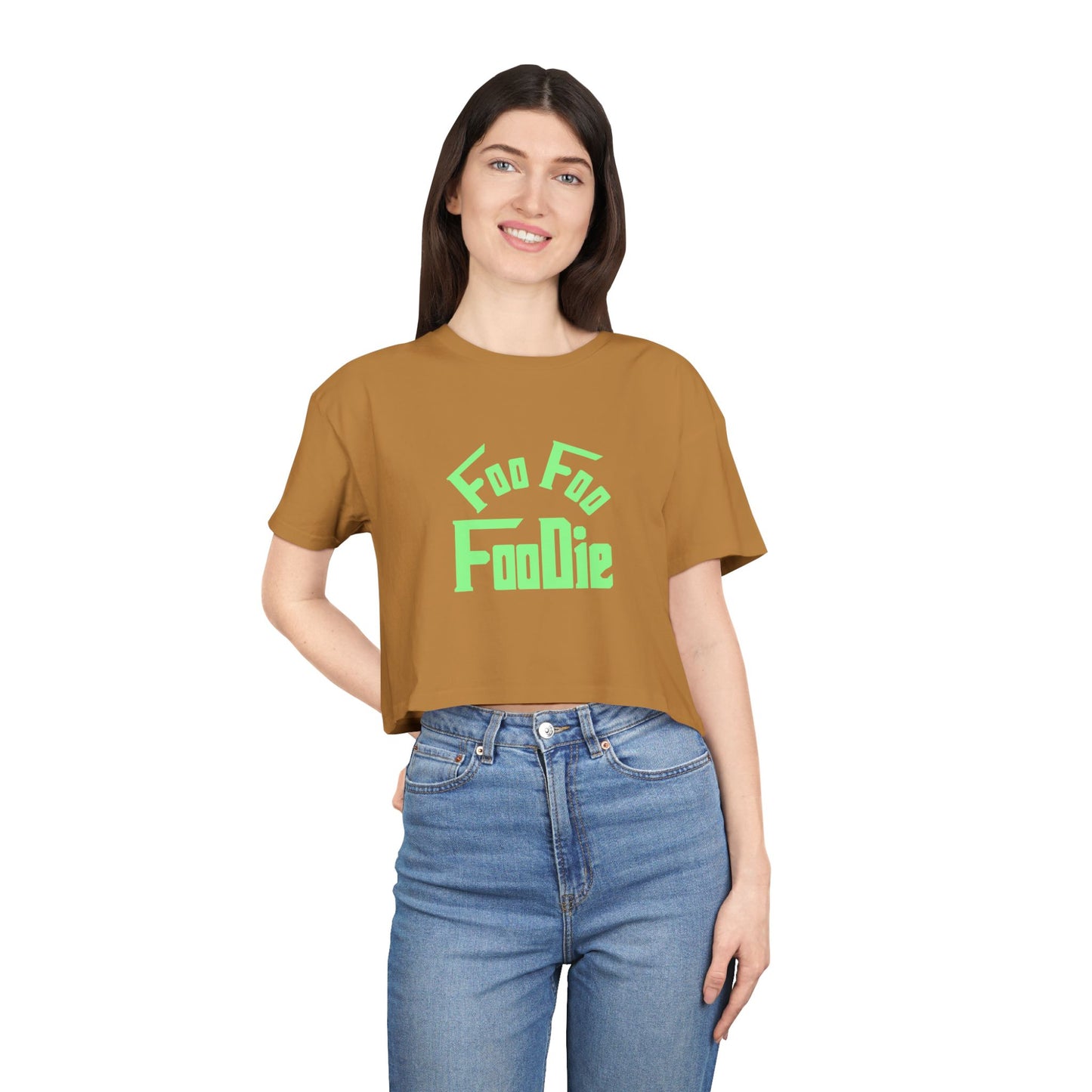 L.O.E.F FOO FOO FOODIE Women Crop Tee(Mint Green)