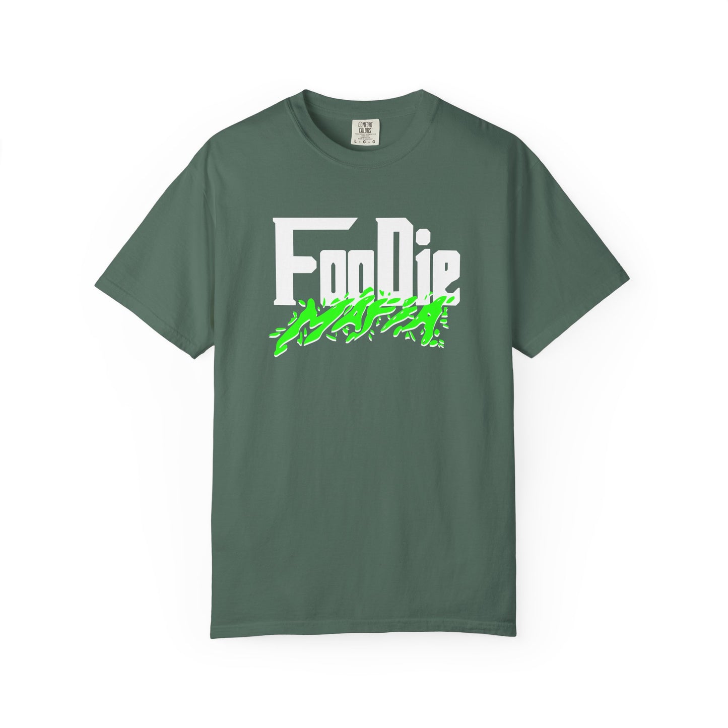 L.O.E.F White Foodie Mafia Unisex Tee Shirt (Neon Green)