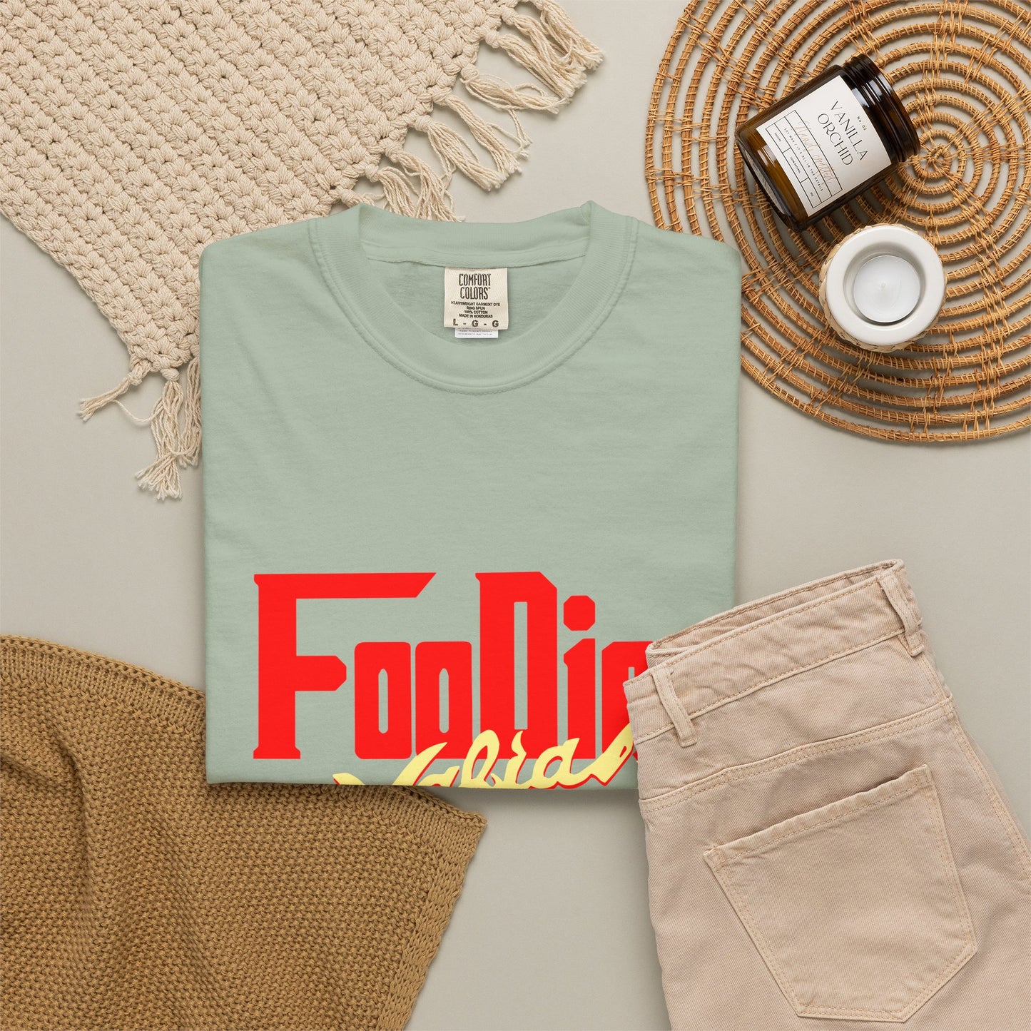 L.O.E.F Red Foodie Mafia Unisex Tee Shirt (Soft Yellow)