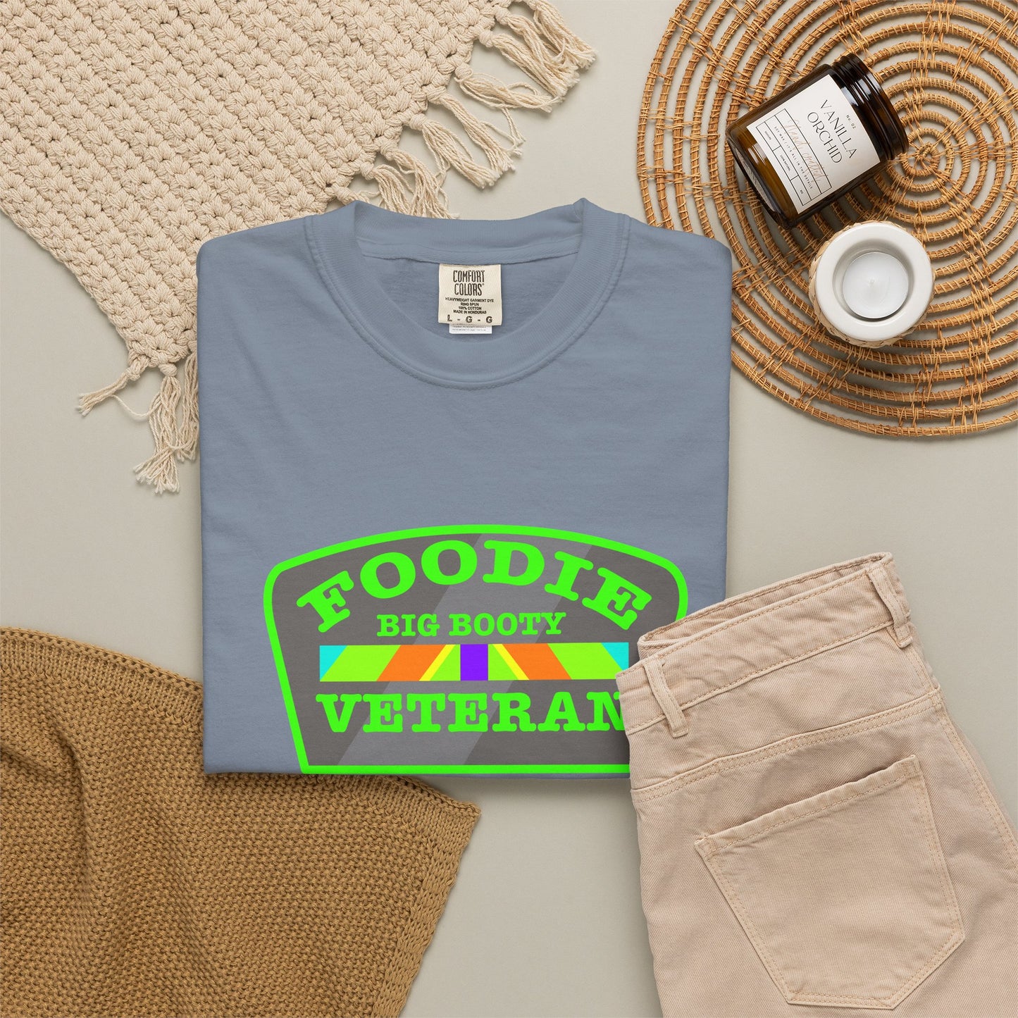 L.O.E.F Foodie Veteran BIG BOOTY Unisex Tee Shirt (Green)