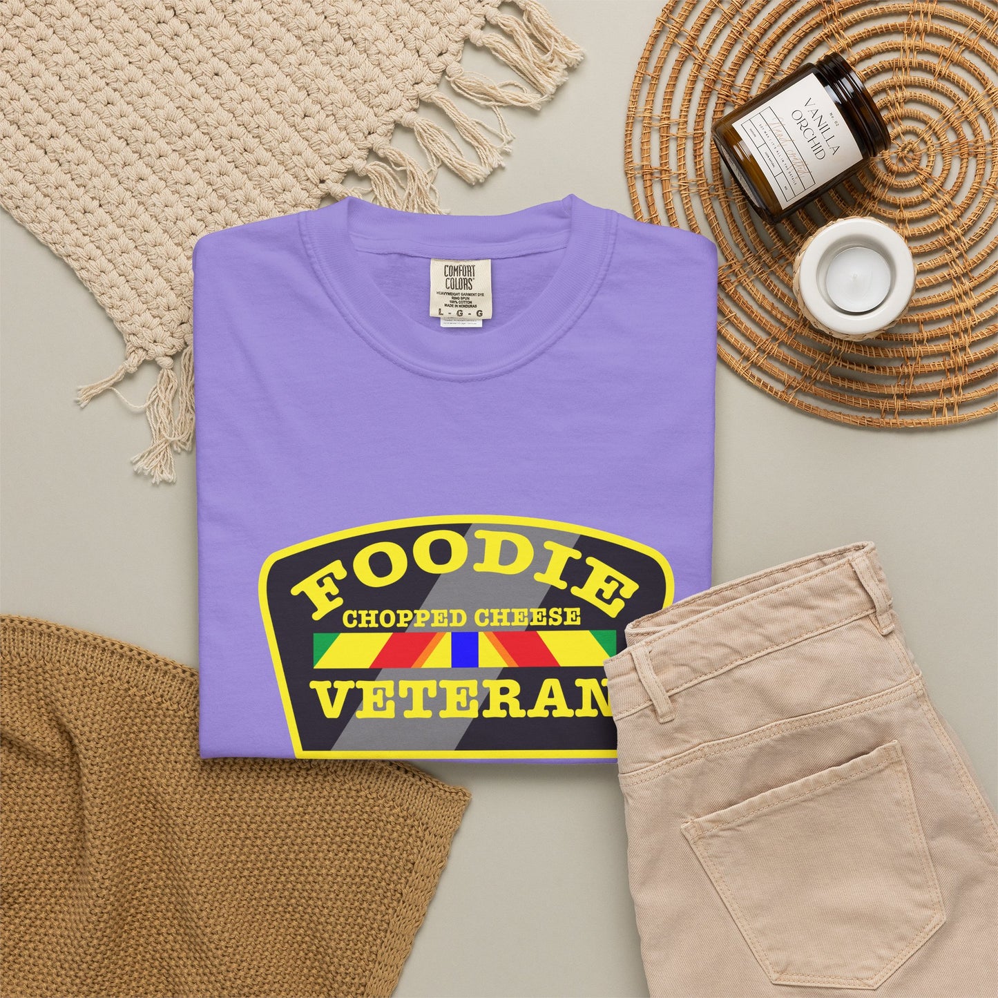 L.O.E.F Foodie Veteran Chopped Cheese Unisex Tee Shirt (Yellow)