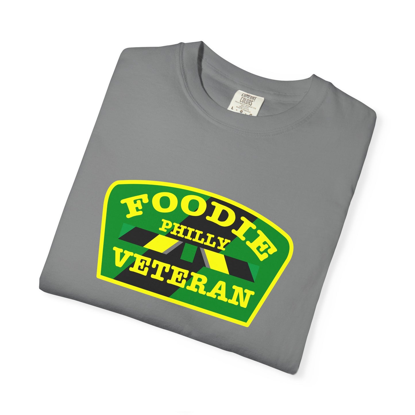 L.O.E.F Foodie Veteran PHILLY Unisex Tee Shirt (Yellow and Green)