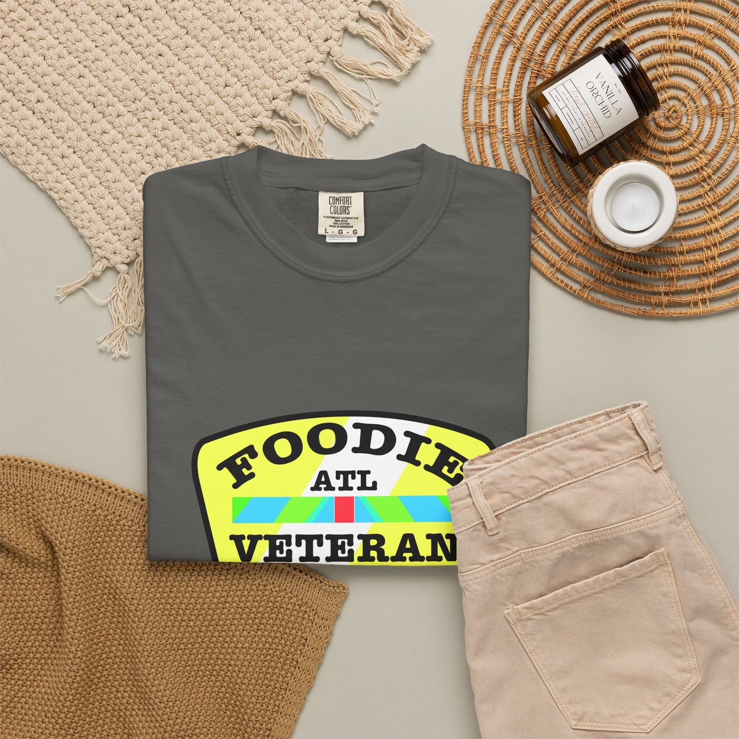L.O.E.F Foodie Veteran ATL Unisex Tee Shirt (Yellow and Black)