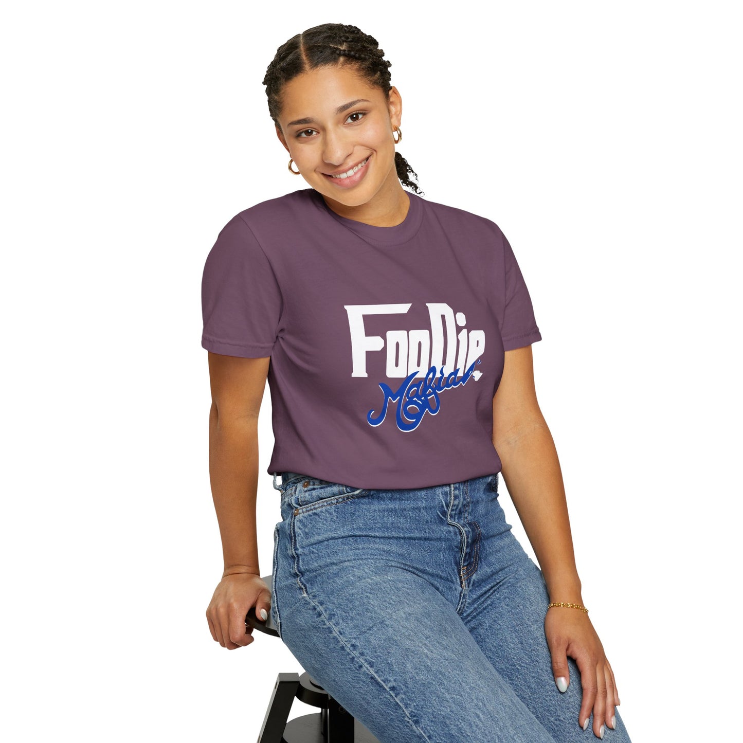 L.O.E.F White Foodie Mafia Unisex Tee shirt (Dark Blue)
