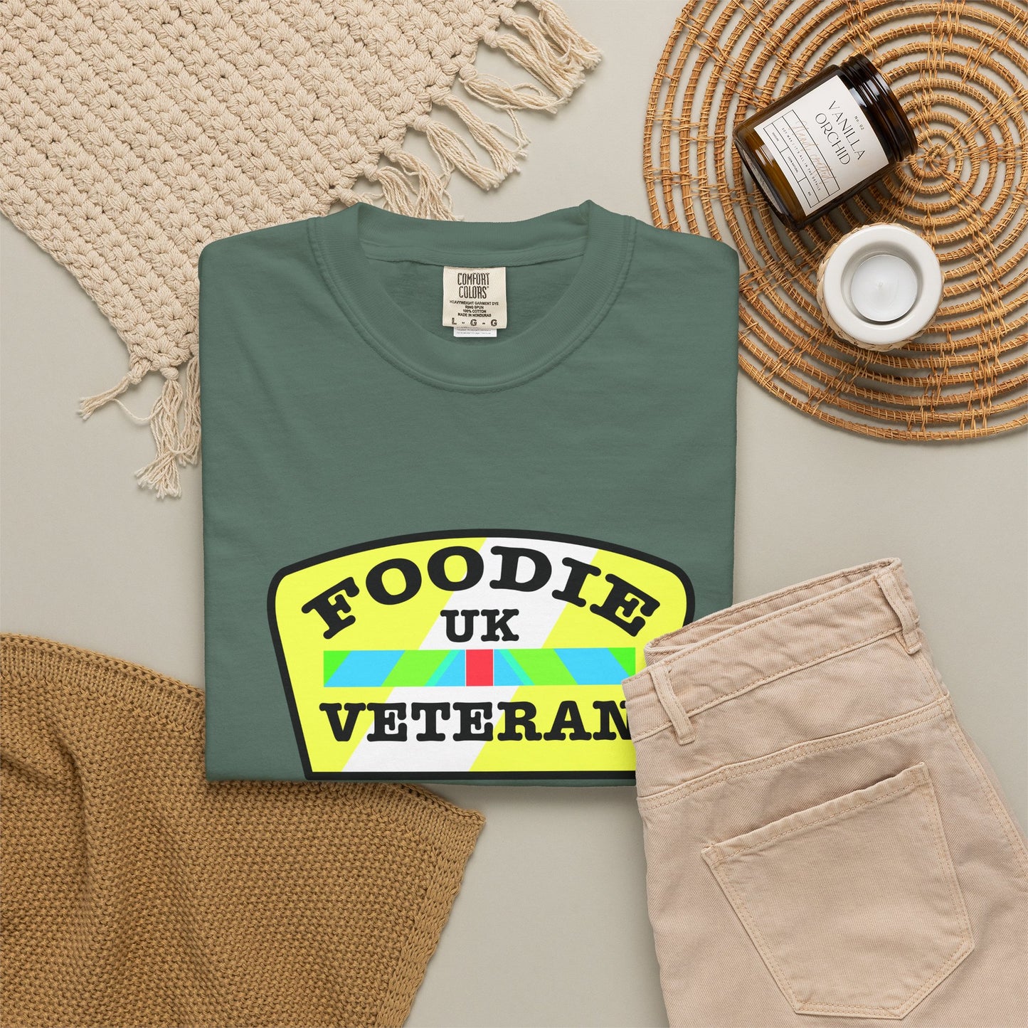 L.O.E.F Foodie Veteran UK Unisex Tee Shirt (Yellow and Black)