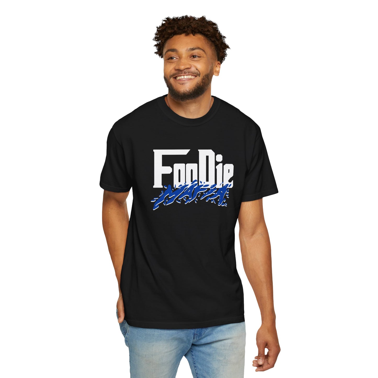 L.O.E.F White Foodie Mafia Unisex Tee Shirt (Cobalt Blue)