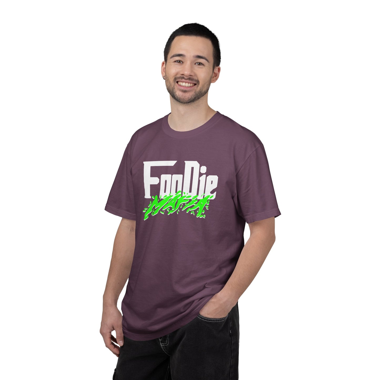 L.O.E.F White Foodie Mafia Unisex Tee Shirt (Neon Green)