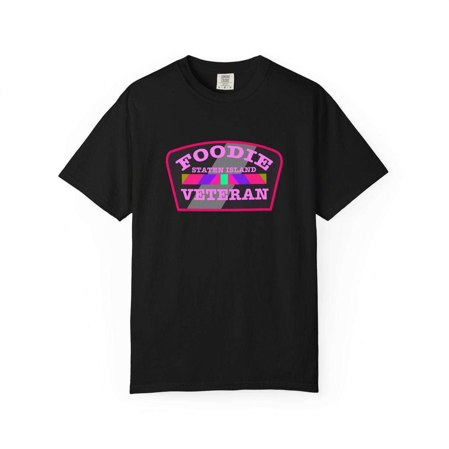 L.O.E.F Foodie Veteran STATEN ISLAND Unisex Tee Shirt (Pink)