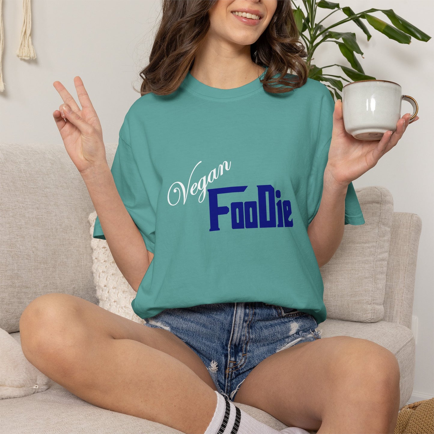 L.O.E.F Unisex Vegan Foodie Tee Shirt (Dark Blue)
