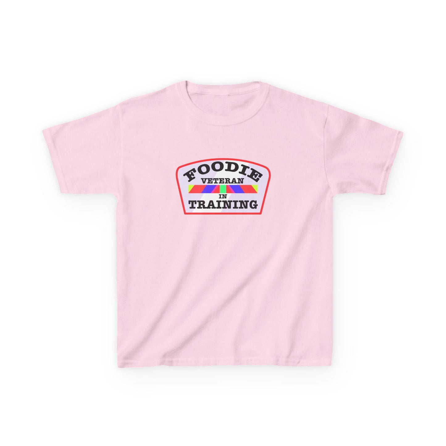 L.O.E.F Foodie Veteran In Training Kids Tee Shirt (Soft Pink)