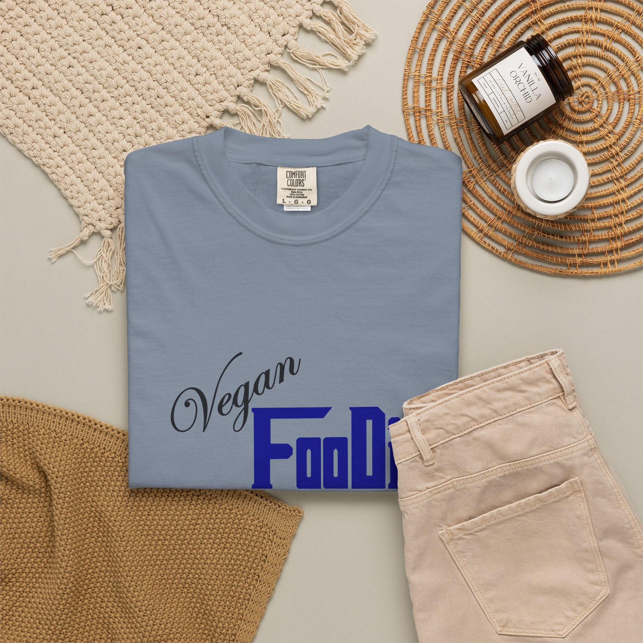 L.O.E.F Unisex Vegan Foodie Tee Shirt (Dark Blue)