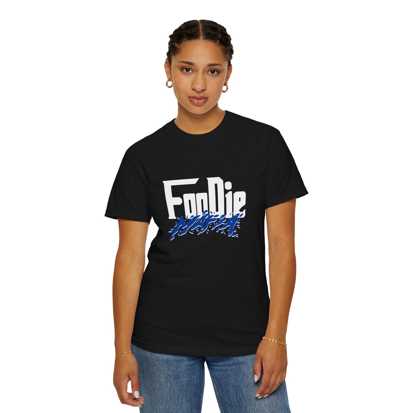 L.O.E.F White Foodie Mafia Unisex Tee shirt (Cobalt Blue)