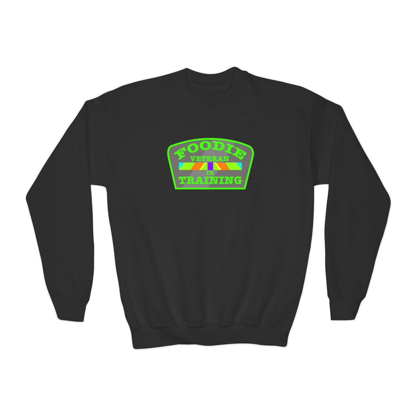 L.O.E.F Foodie Veteran In Training Kids Sweatshirt (Neon Green)