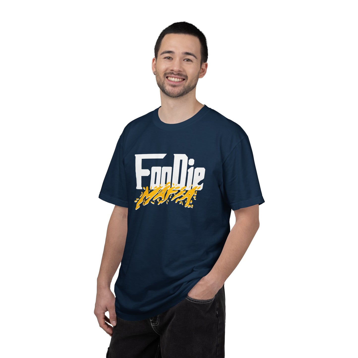 L.O.E.F White Foodie Mafia Unisex Tee Shirt (Mustard)