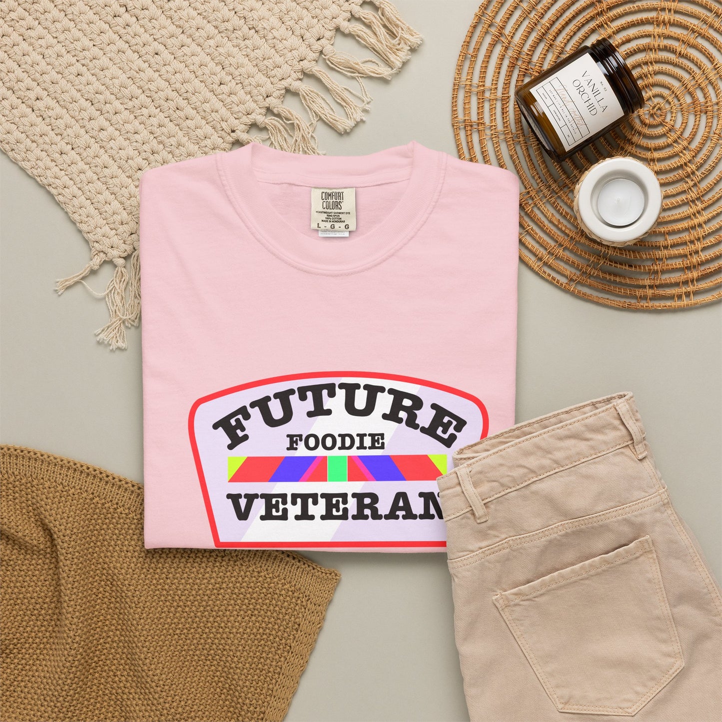 L.O.E.F Future Foodie Veteran Unisex Tee Shirt (Soft Pink)