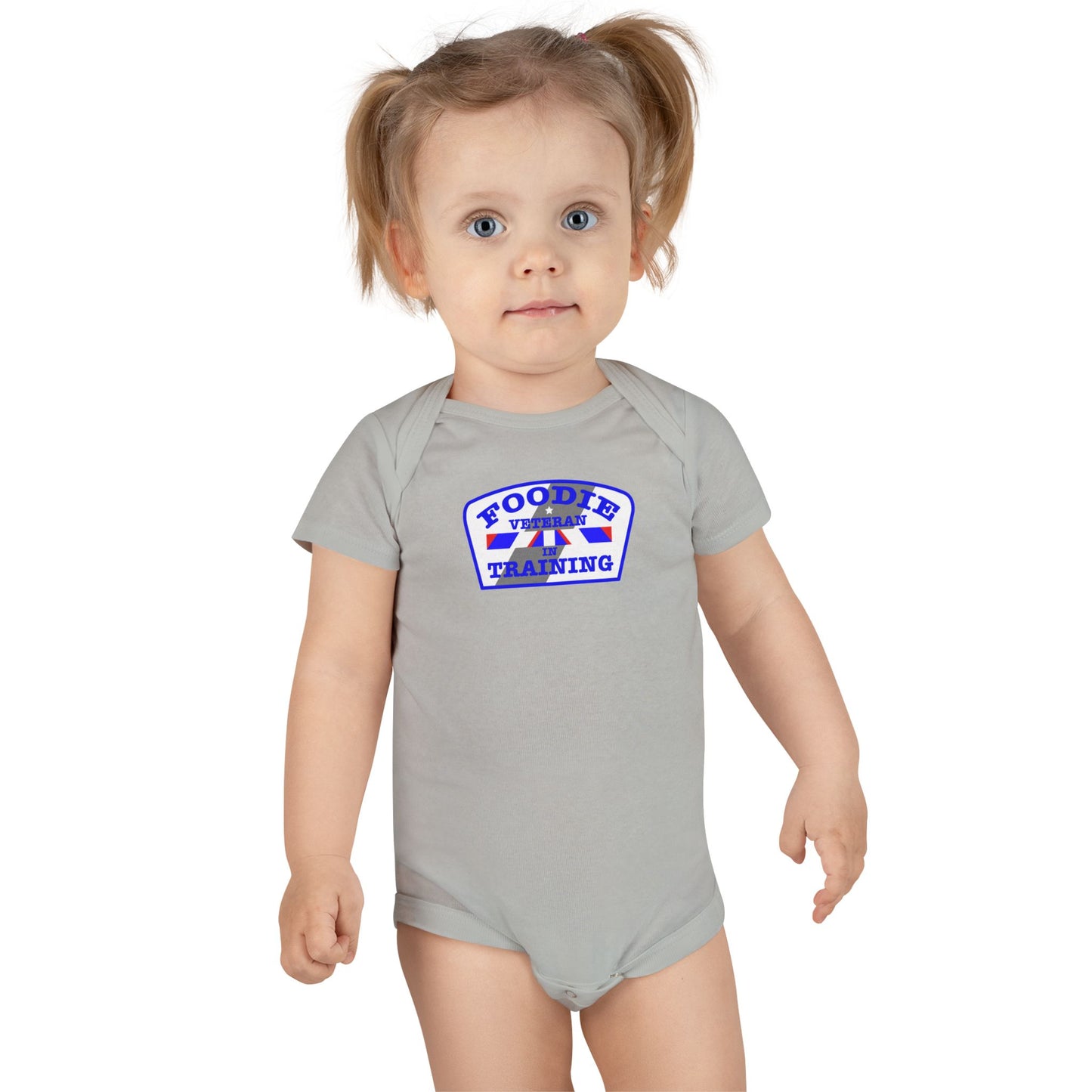 L.O.E.F Foodie Veteran In Training Baby Bodysuit (Blue)