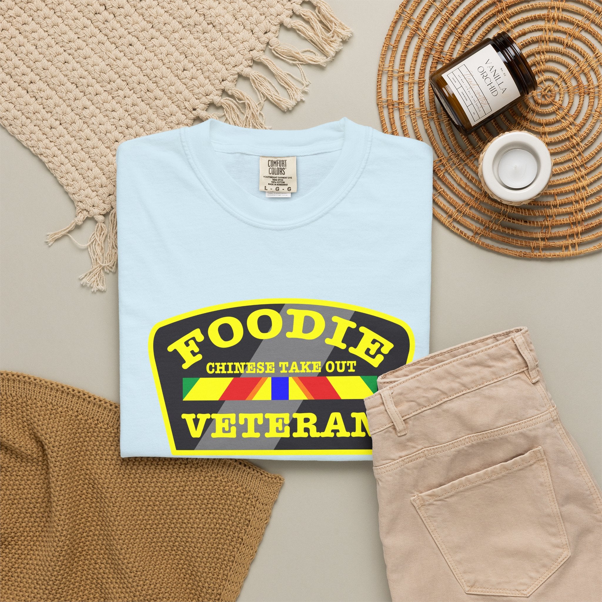 L.O.E.F Foodie Veteran CHINESE TAKE OUT Unisex Tee Shirt (Yellow)
