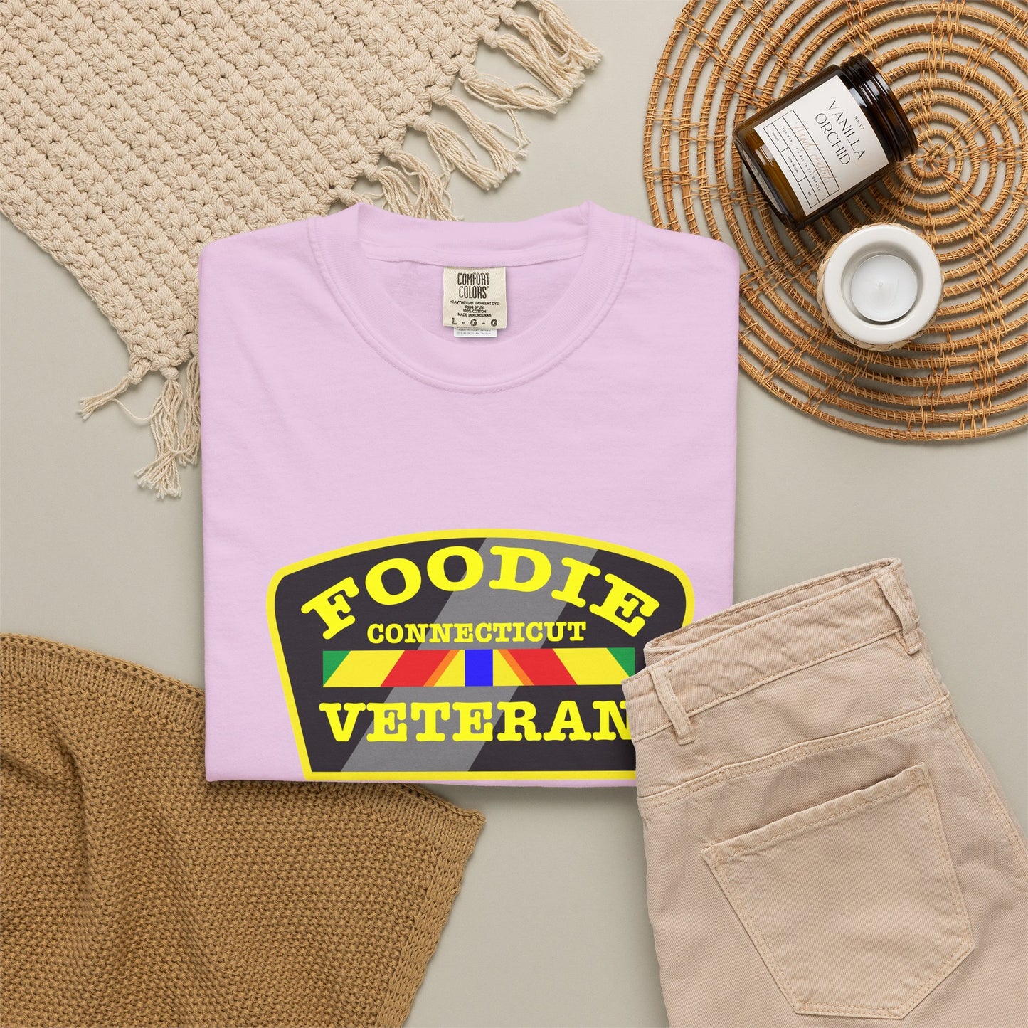 L.O.E.F Foodie Veteran CONNECTICUT Unisex Tee Shirt (Yellow)