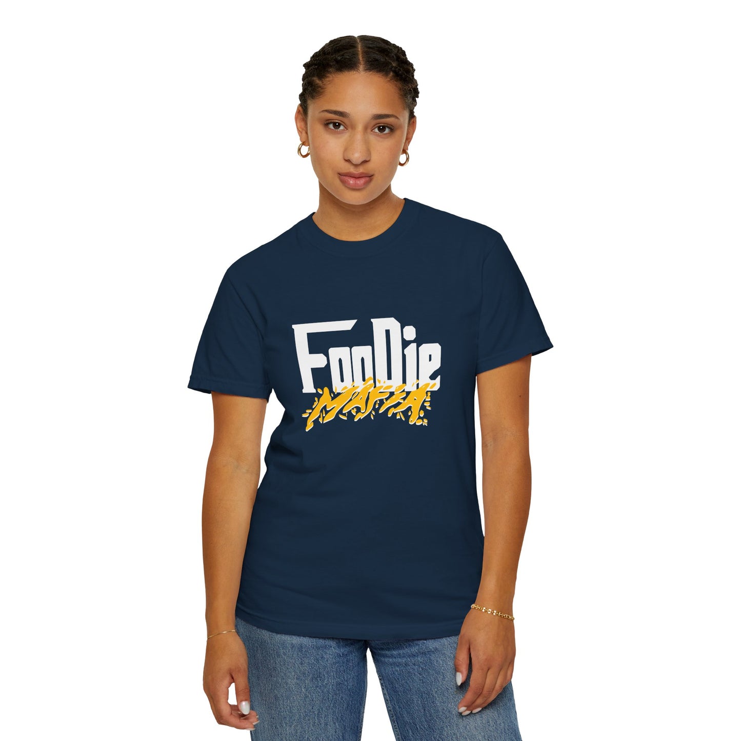 L.O.E.F White Foodie Mafia Unisex Tee shirt (Bright Yellow)