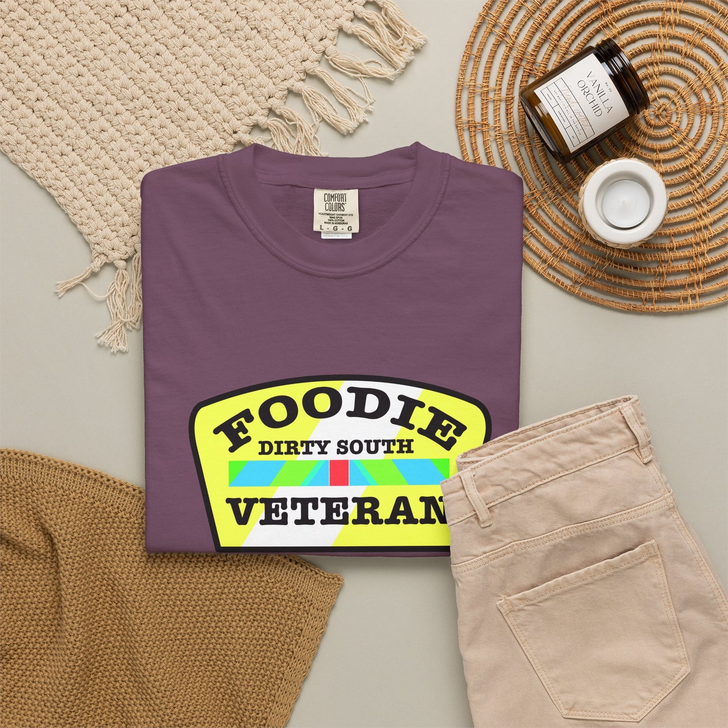 L.O.E.F Foodie Veteran DIRTY SOUTH Unisex Tee Shirt (Yellow and Black)