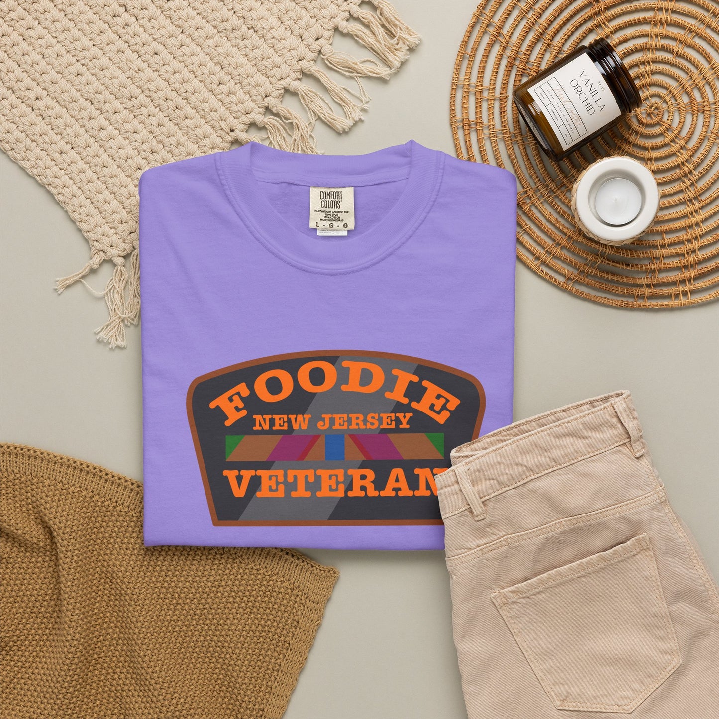 L.O.E.F Foodie Veteran NEW JERSEY Unisex Tee Shirt (Orange)