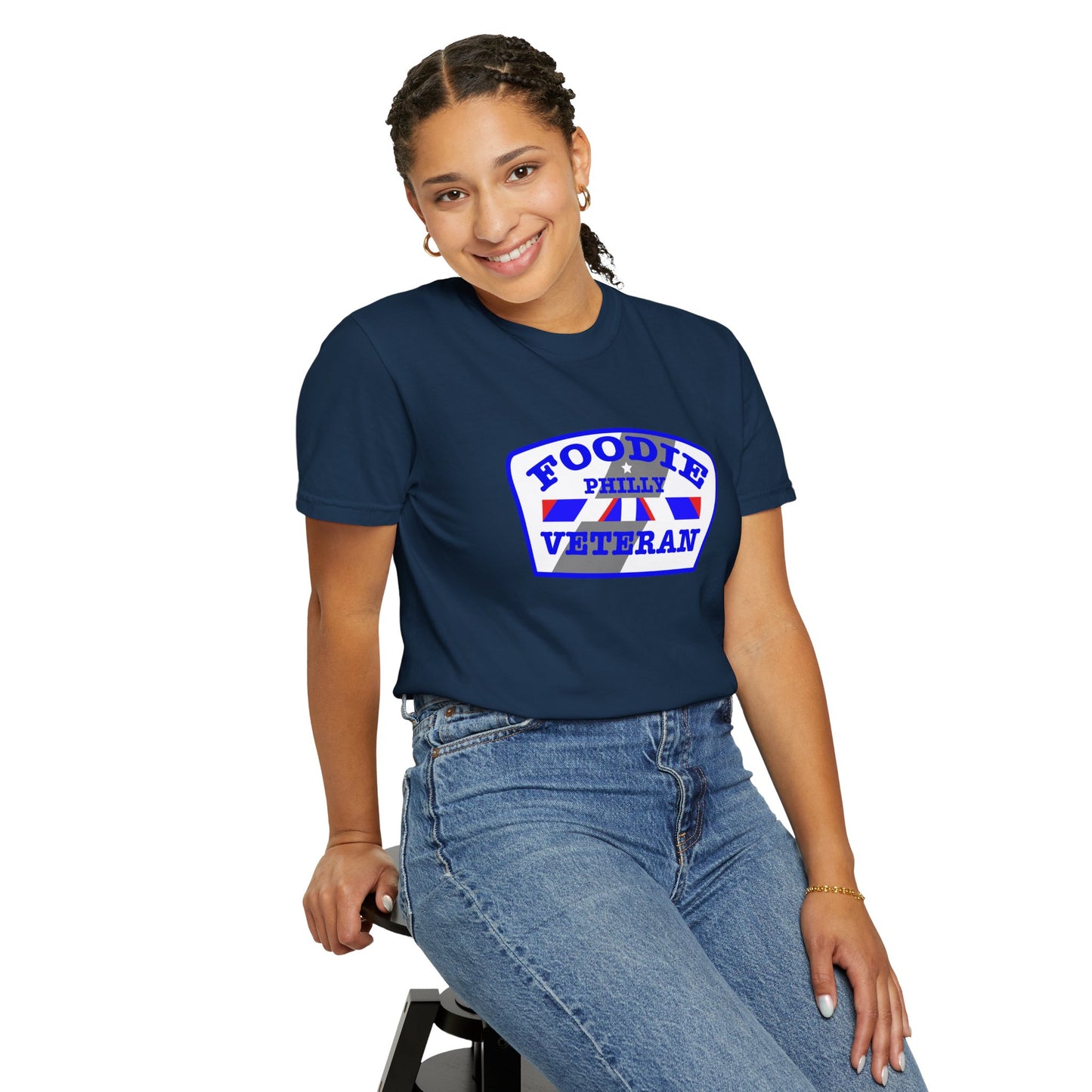 L.O.E.F Foodie Veteran PHILLY Unisex Tee Shirt (Blue)