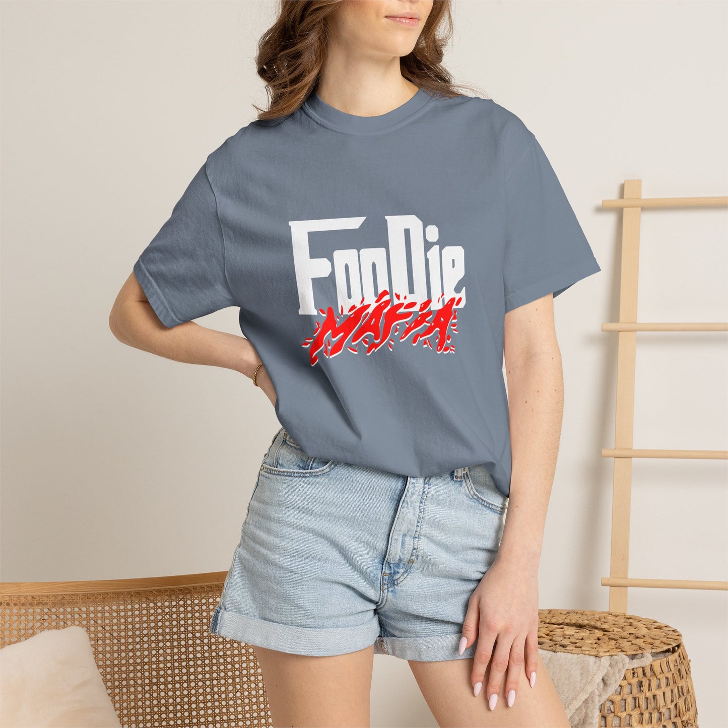 L.O.E.F White Foodie Mafia Unisex Tee shirt (Candy Apple Red)