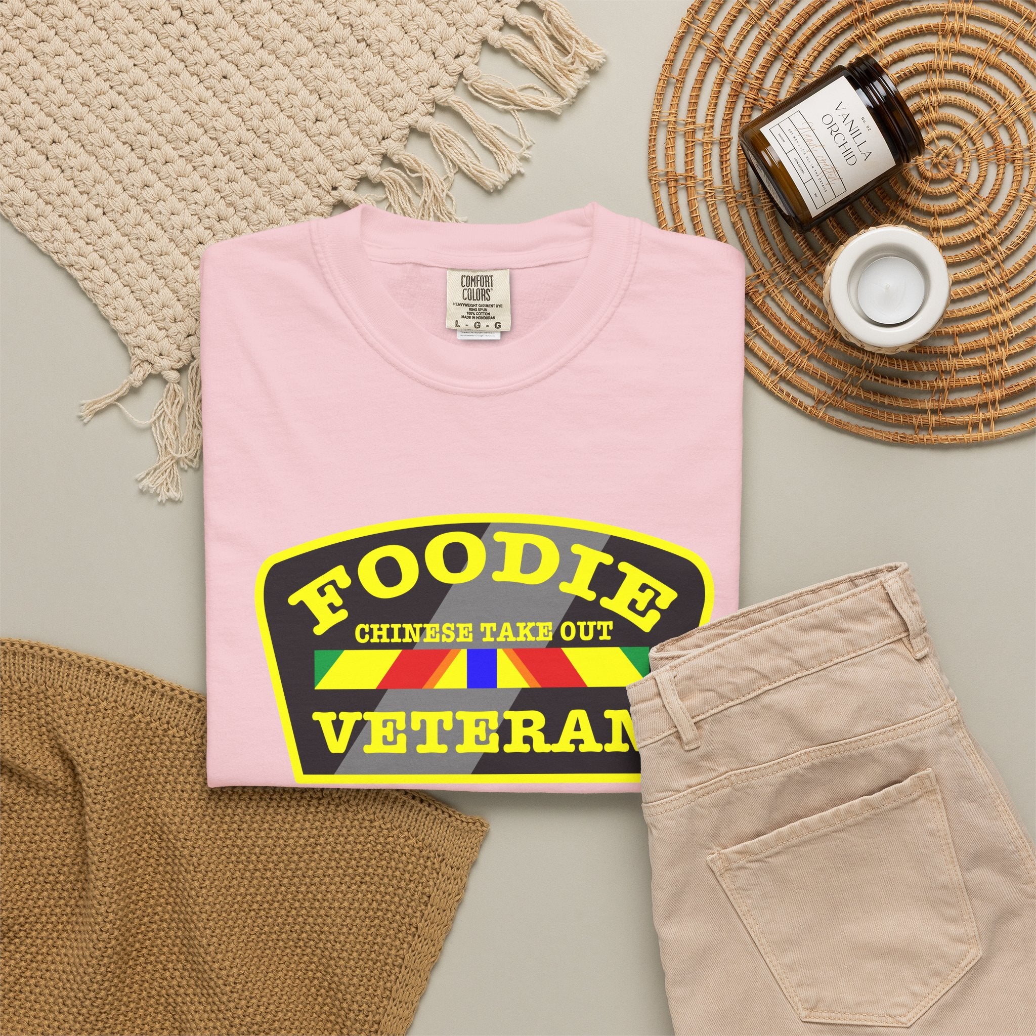 L.O.E.F Foodie Veteran CHINESE TAKE OUT Unisex Tee Shirt (Yellow)