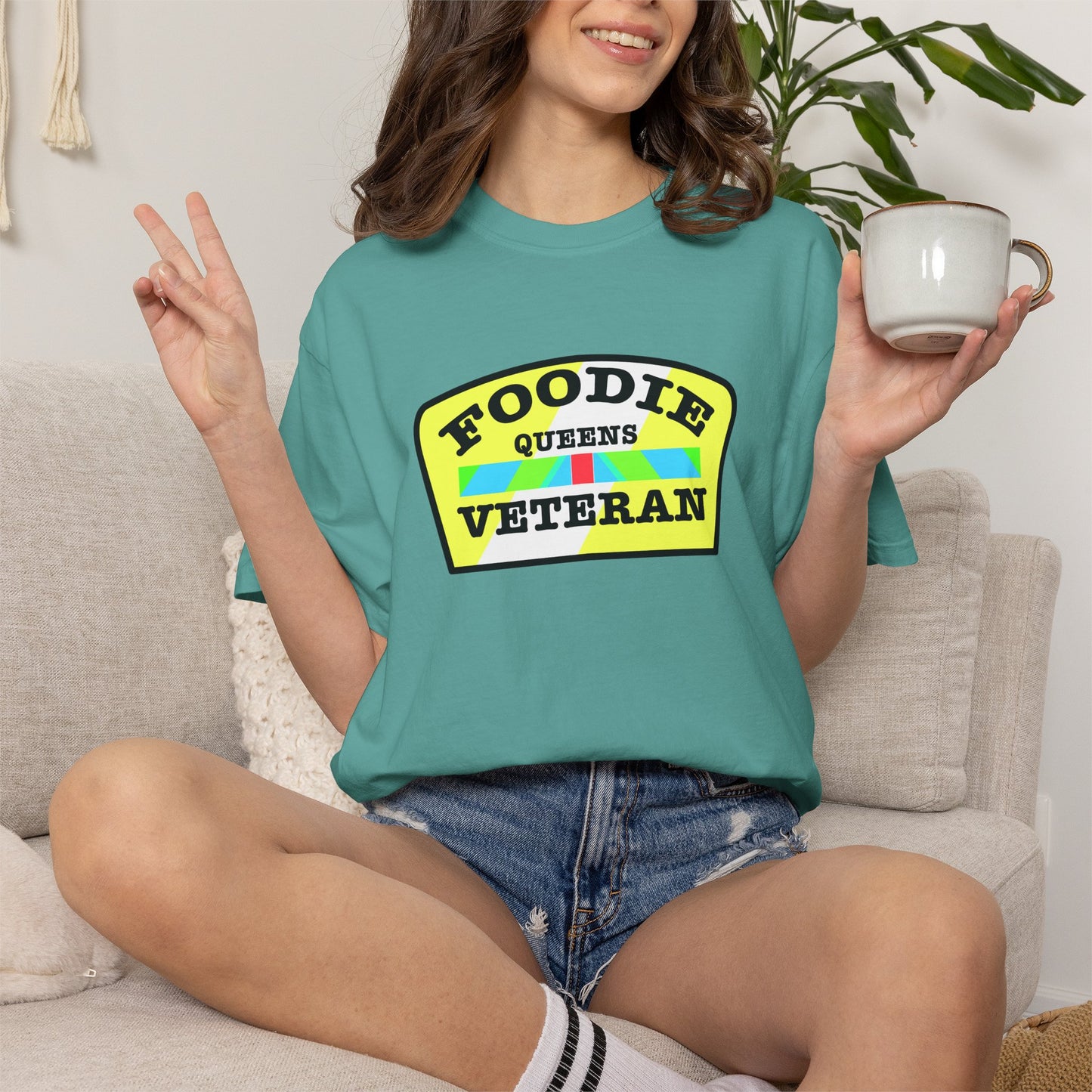 L.O.E.F Foodie Veteran QUEENS Unisex Tee Shirt (Yellow and Black)