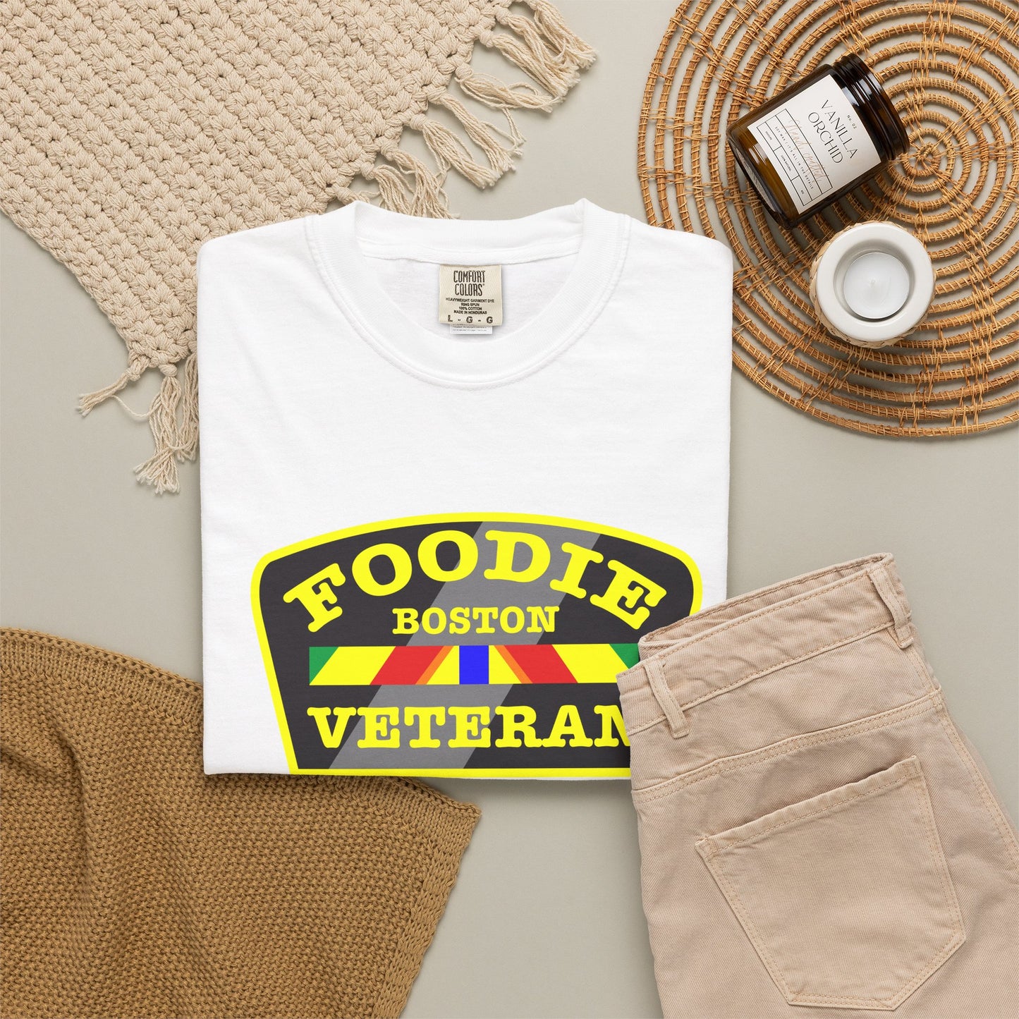 L.O.E.F Foodie Veteran BOSTON Unisex Tee Shirt (Yellow)