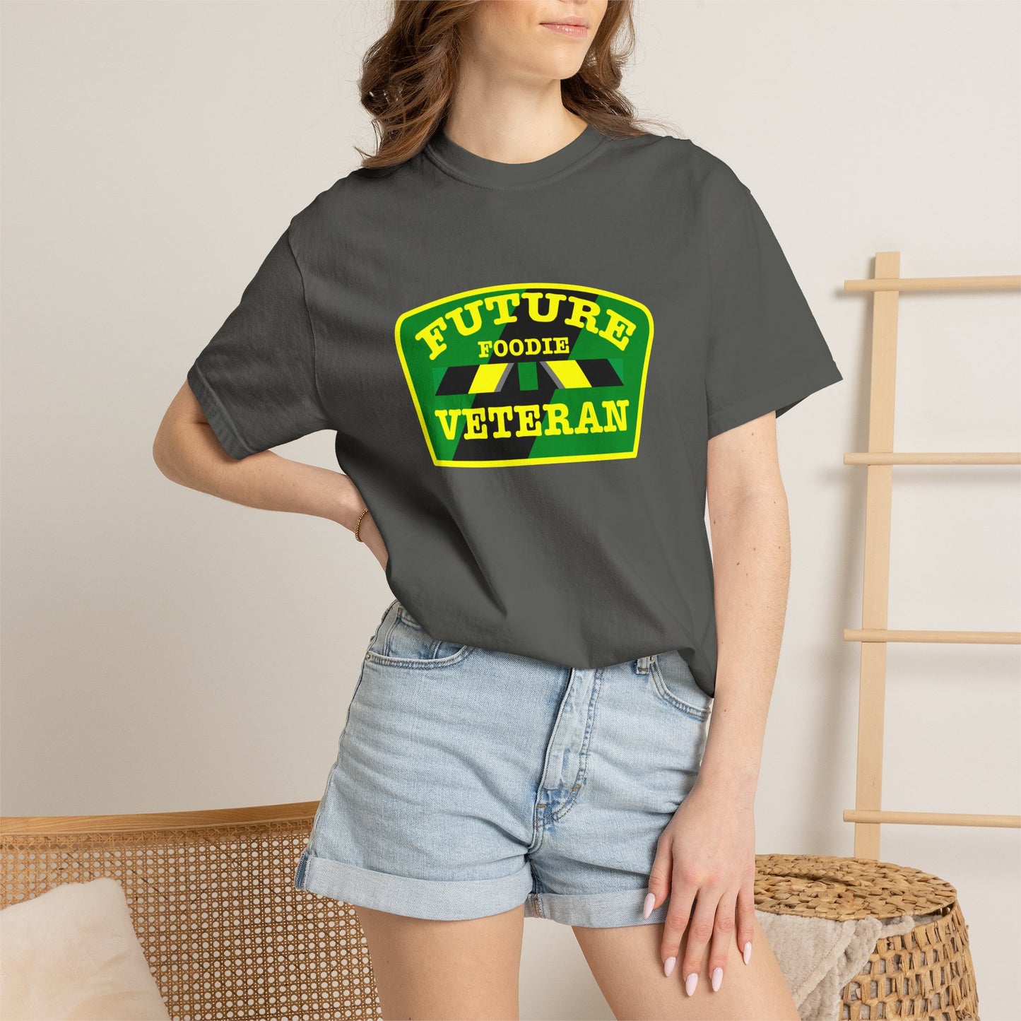 L.O.E.F Future Foodie Veteran Unisex Tee Shirt (Yellow and Green)