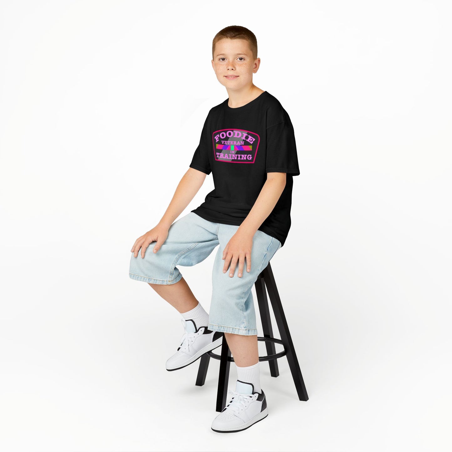 L.O.E.F Foodie Veteran In Training Kids Tee Shirt (Pink)
