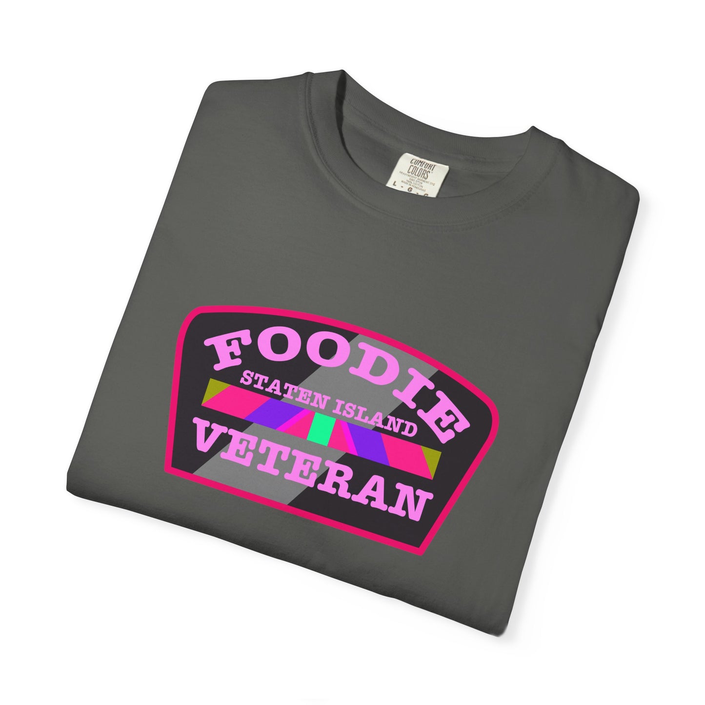 L.O.E.F Foodie Veteran STATEN ISLAND Unisex Tee Shirt (Pink)