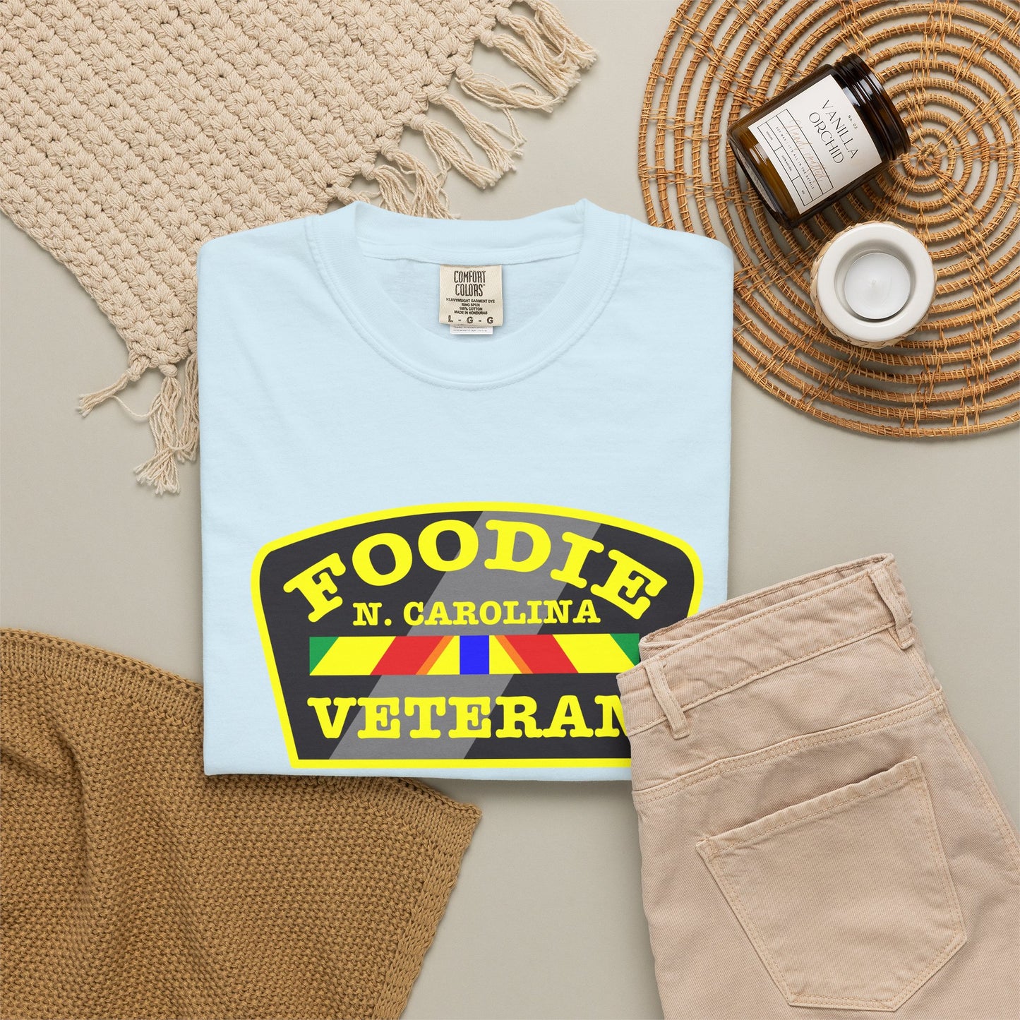 L.O.E.F Foodie Veteran N.CAROLINA Unisex Tee Shirt (Yellow)