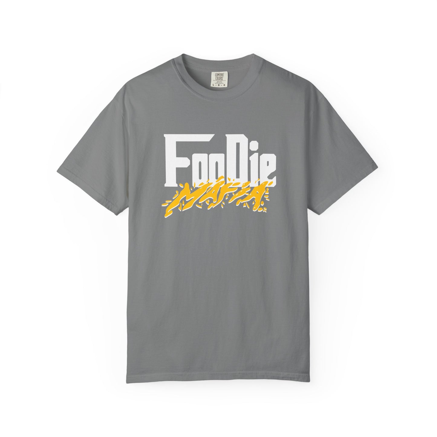 L.O.E.F White Foodie Mafia Unisex Tee Shirt (Mustard)
