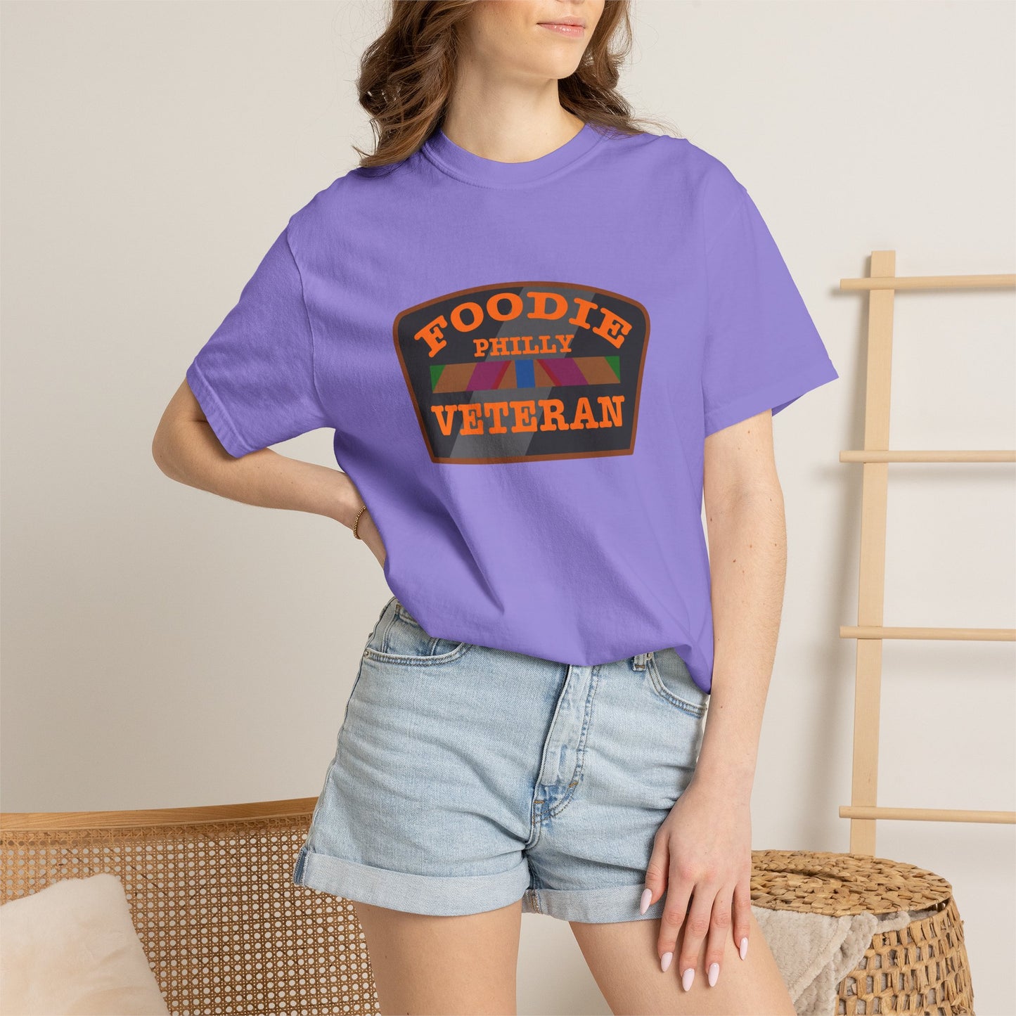 L.O.E.F Foodie Veteran PHILLY Unisex Tee Shirt (Orange)