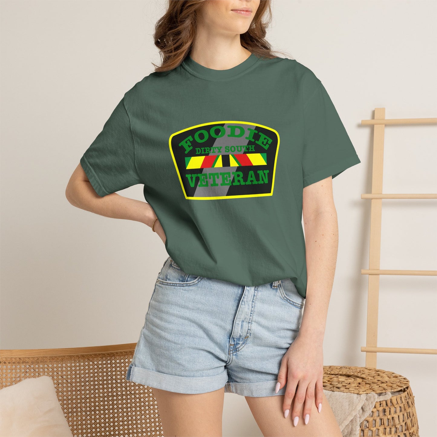 L.O.E.F Foodie Veteran DIRTY SOUTH Unisex Tee Shirt (Green)