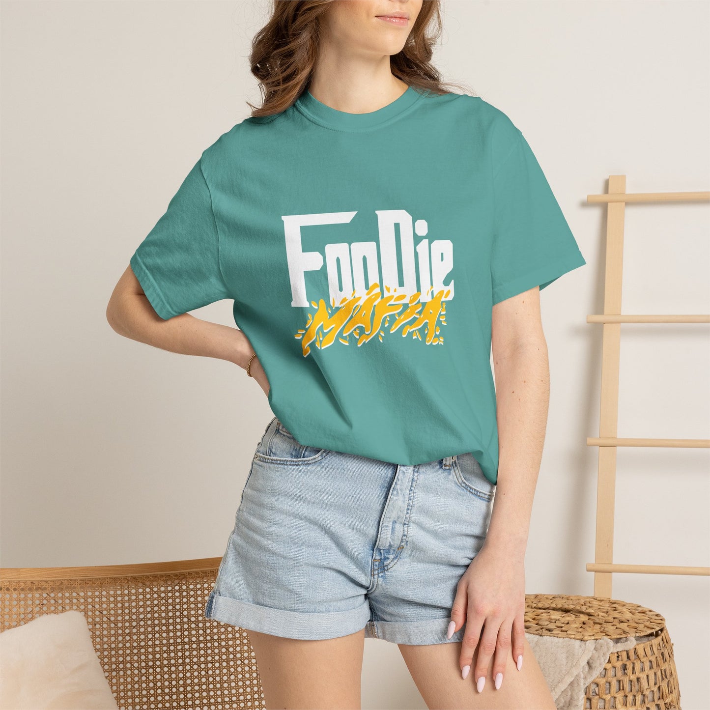L.O.E.F White Foodie Mafia Unisex Tee shirt (Bright Yellow)