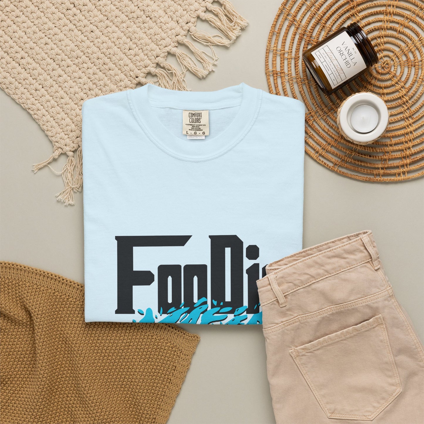 L.O.E.F Foodie Mafia Unisex Tee Shirt (Aqua Blue)