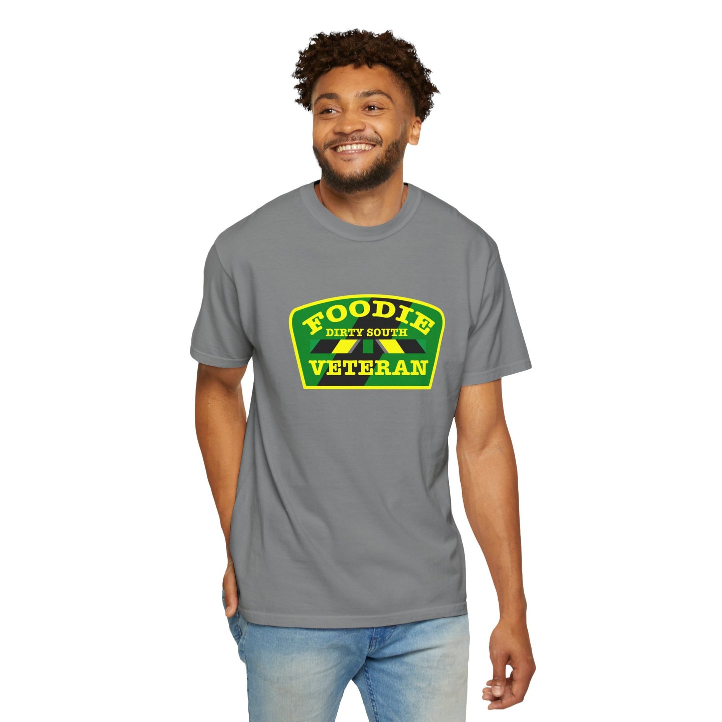 L.O.E.F Foodie Veteran DIRTY SOUTH Unisex Tee Shirt (Yellow and Green)