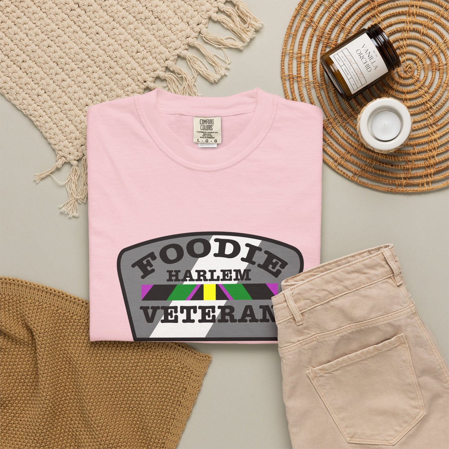 L.O.E.F Foodie Veteran Harlem Unisex Tee Shirt (Gray)