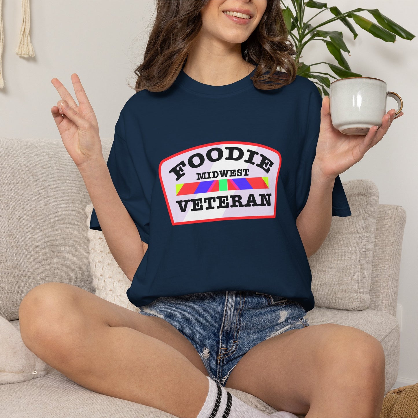 L.O.E.F Foodie Veteran MIDWEST Unisex Tee Shirt (Soft Pink)