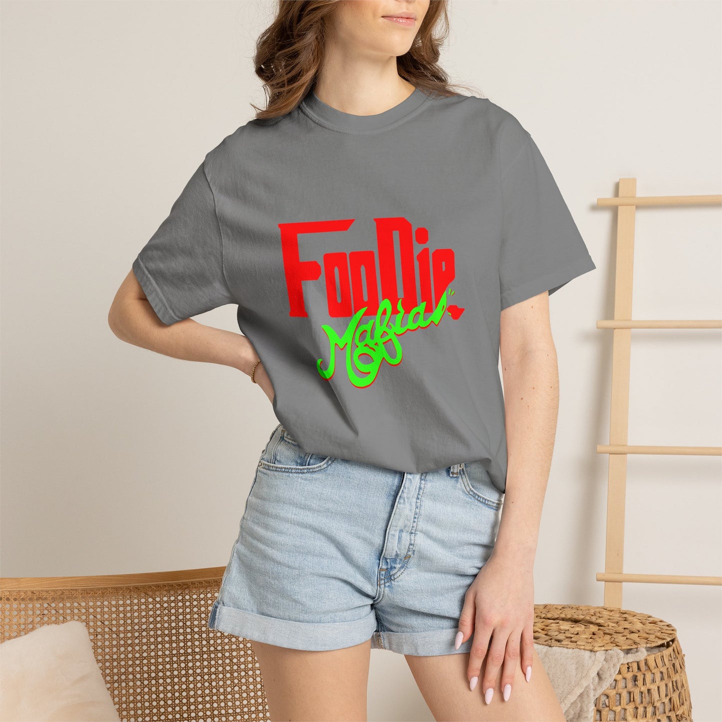 L.O.E.F Red Foodie Mafia Unisex Tee Shirt (Neon Green)