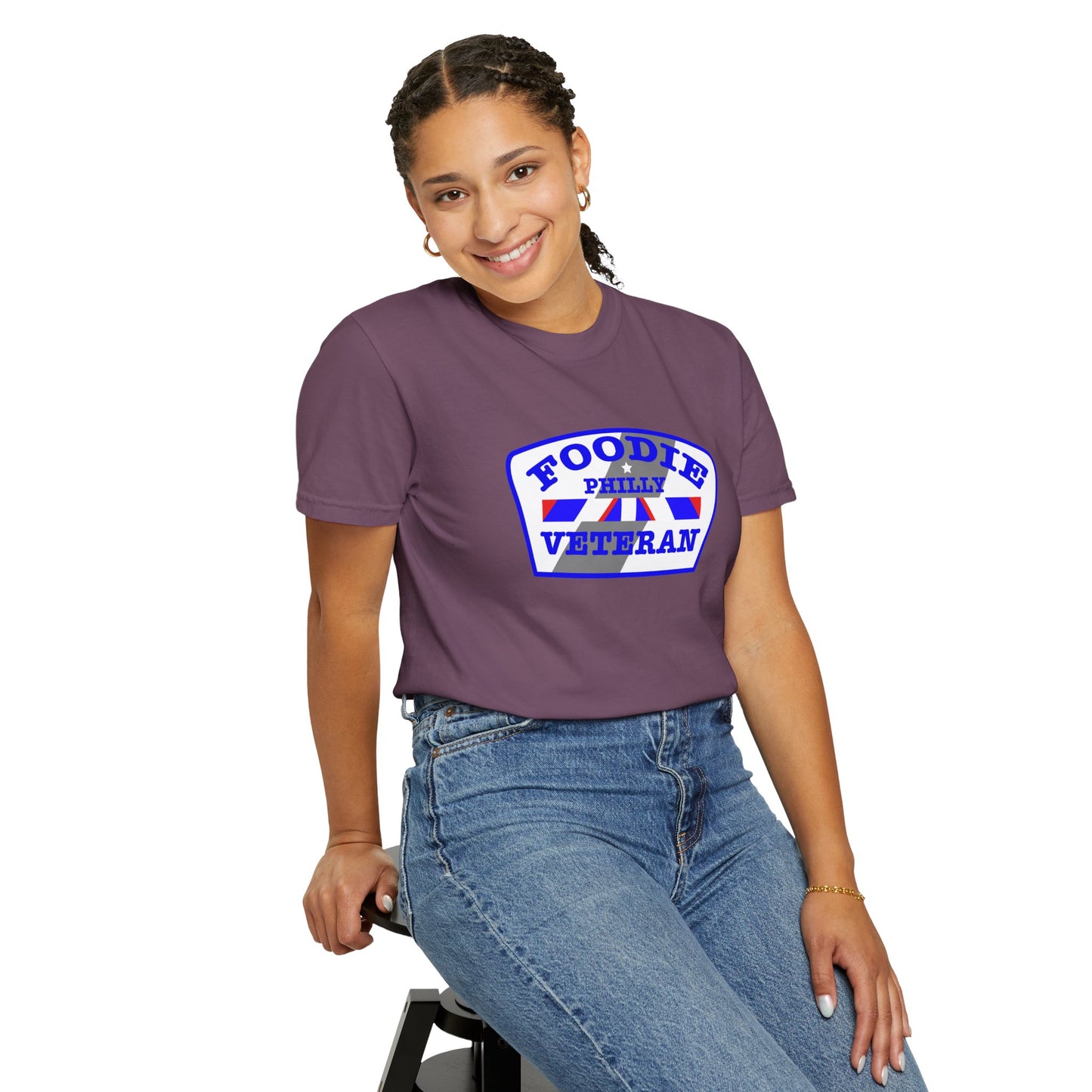 L.O.E.F Foodie Veteran PHILLY Unisex Tee Shirt (Blue)