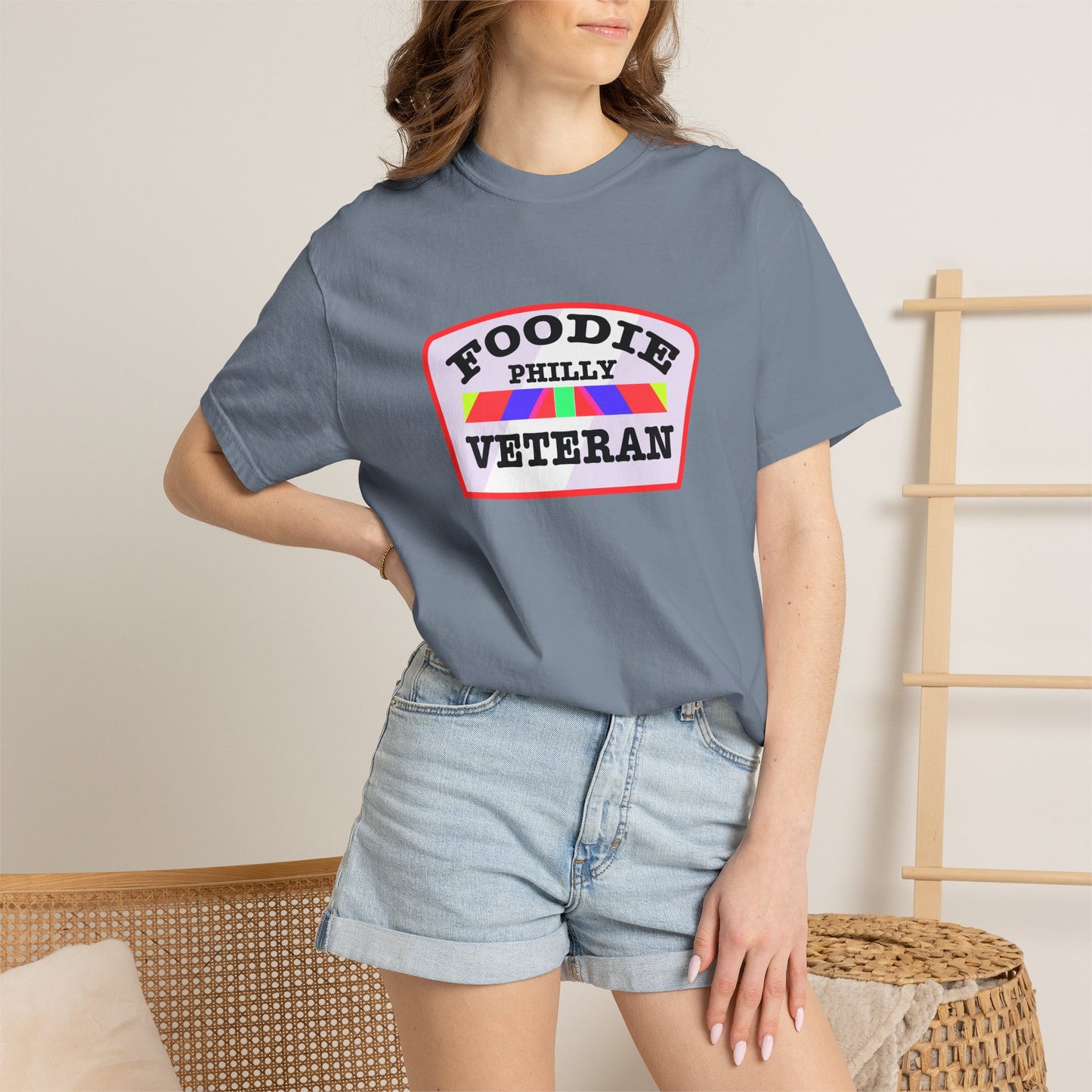 L.O.E.F Foodie Veteran PHILLY Unisex Tee Shirt (Soft Pink)