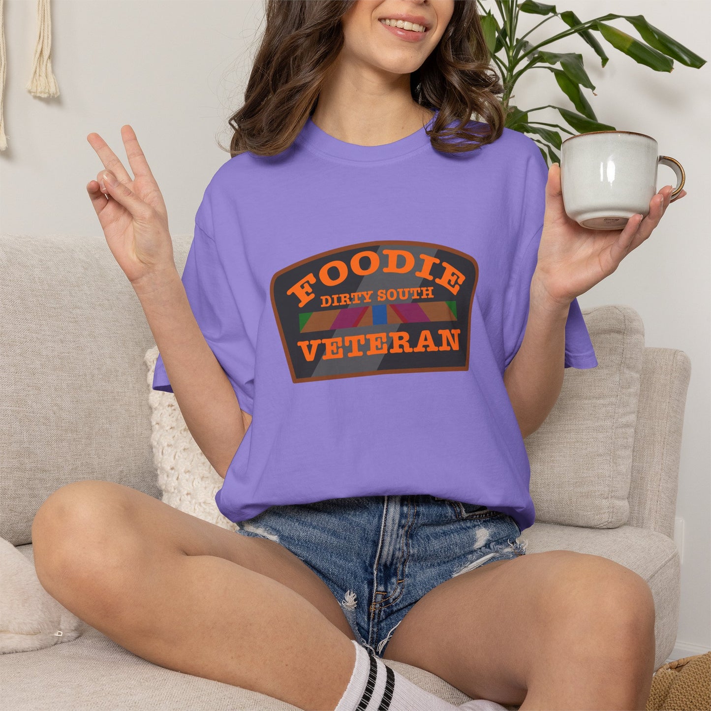 L.O.E.F Foodie Veteran DIRTY SOUTH Unisex Tee Shirt (Orange)