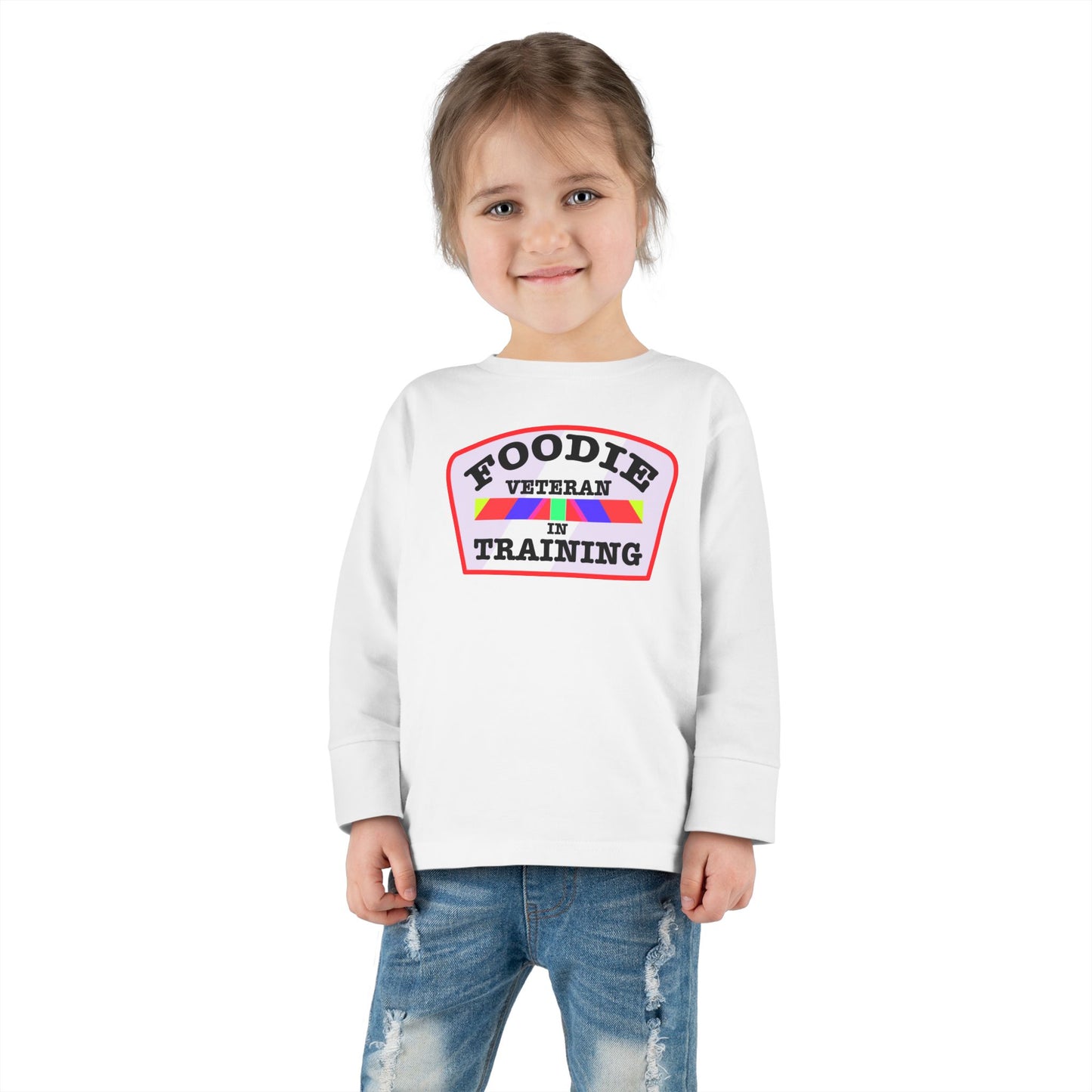 L.O.E.F Foodie Veteran In Training Toddler Long Sleeve Tee (Soft Pink)