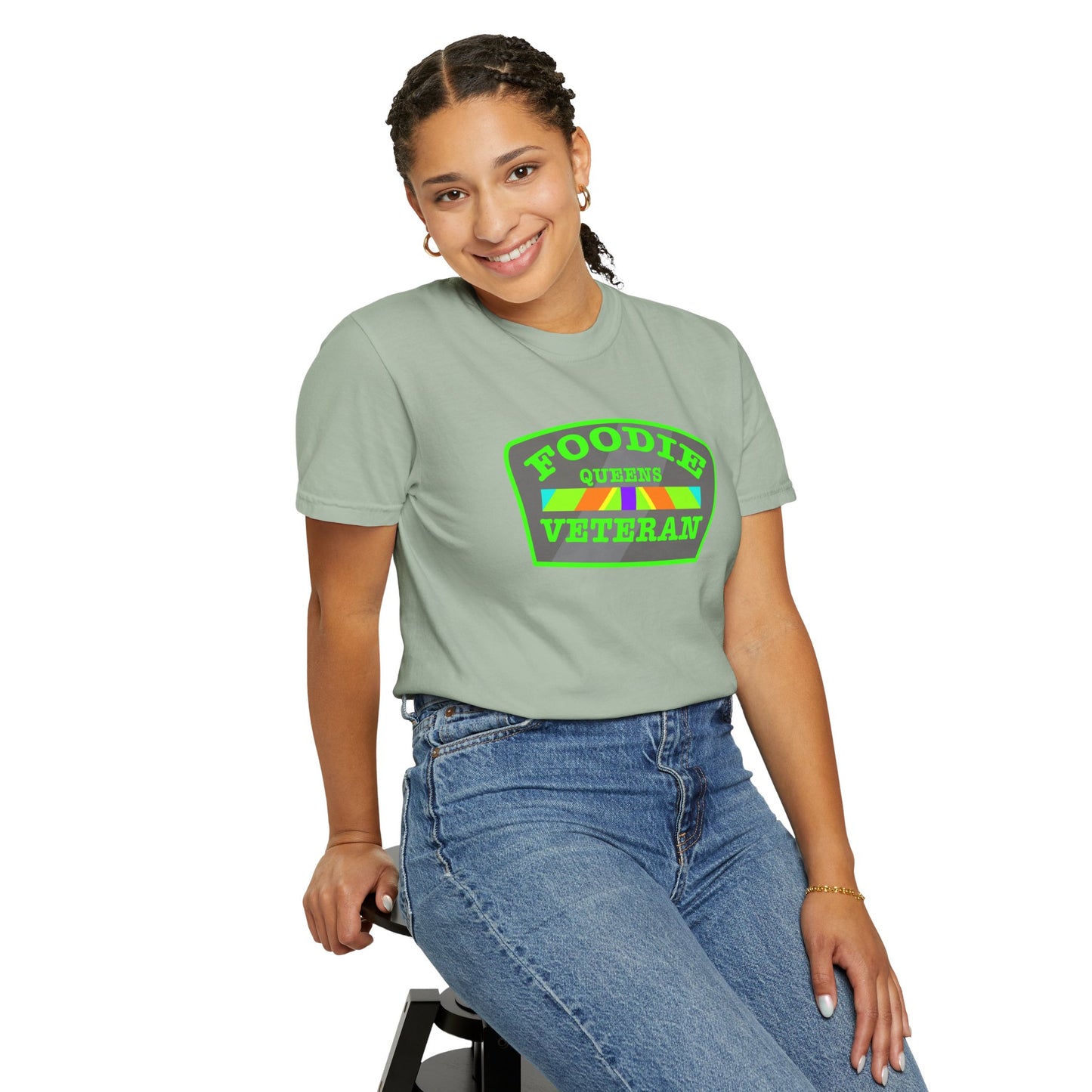 L.O.E.F Foodie Veteran QUEENS Unisex Tee Shirt (Neon Green)