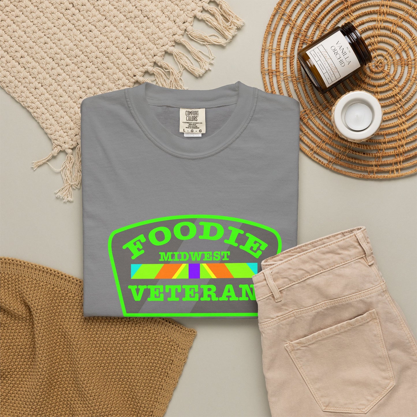 L.O.E.F Foodie Veteran MIDWEST Unisex Tee Shirt (Neon Green)